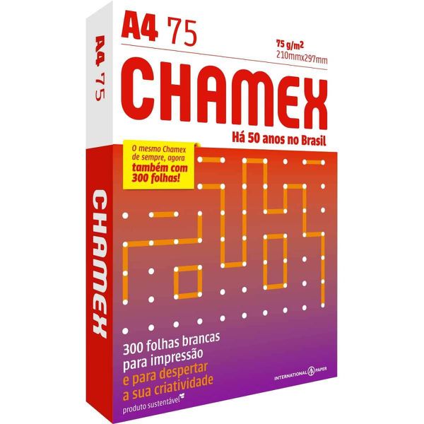 Papel Chamex A4 Sulfite 75g Resma De 300 Folhas