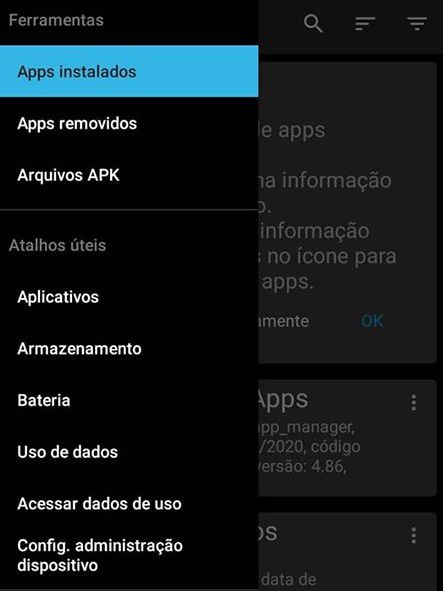 O "Gerenciador de Apps" permite acessar, inclusive, aplicativos que já foram removidos (Captura de tela: Ariane Velasco)