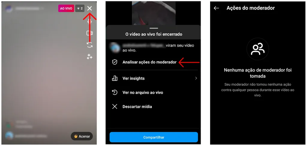 Veja todas as ações tomadas pelo moderador da live (Captura de tela: André Magalhães)