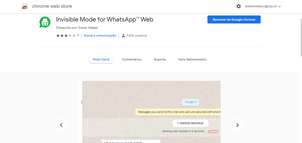 Invisible Mode for WhatsApp Web (Captura de tela: Ariane Velasco)