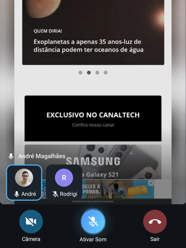 Tela do celular compartilhada no Telegram (Imagem: André Magalhães/Captura de tela)