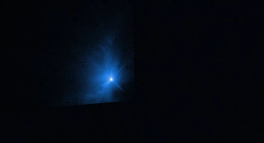 Asteroide Dimorphos observado pelo telescópio Hubble após a colisão da DART (Imagem: Reprodução/NASA, ESA, STScI, J. Li (PSI)