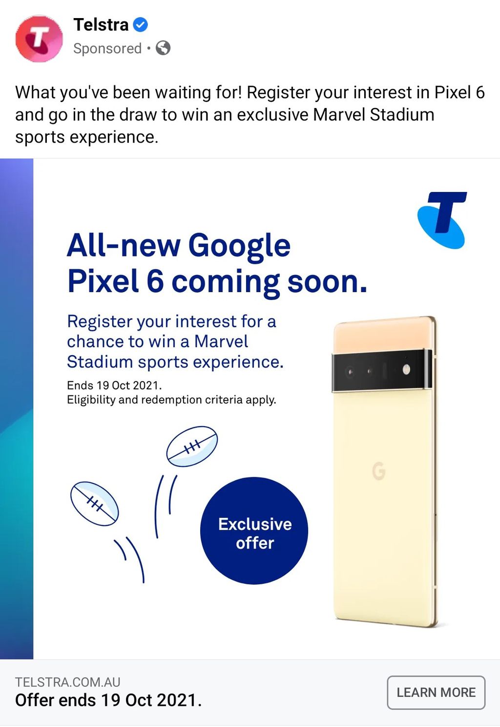 A ação promocional da Telstra será encerrada em 19 de outubro, data em que  deve acontecer o lançamento do Pixel 6 (Imagem: HuyThien/Reddit)