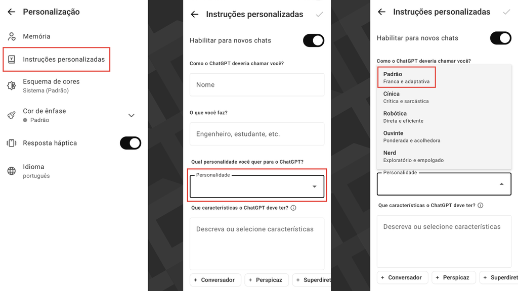 Passos para mudar a personalidade do ChatGPT 5