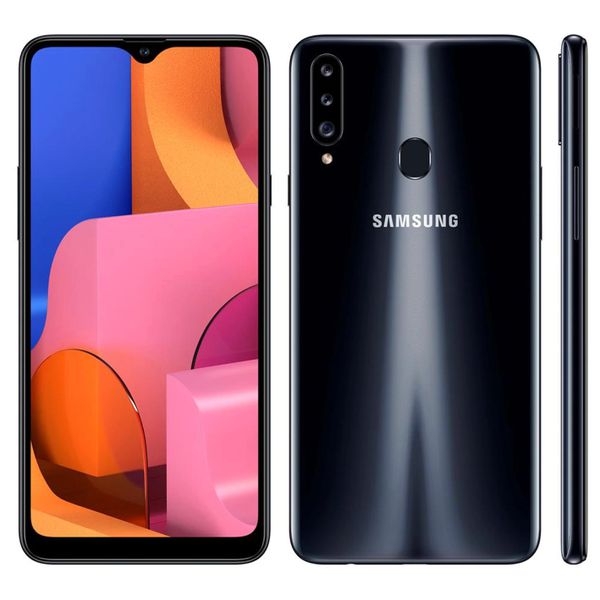 Smartphone Samsung Galaxy A20s Preto 32GB, Câmera Tripla Traseira, Selfie de 8MP, Tela Infinita de 6.5", Leitor de Digital, Octa Core e Android 9.0 [CUPOM]