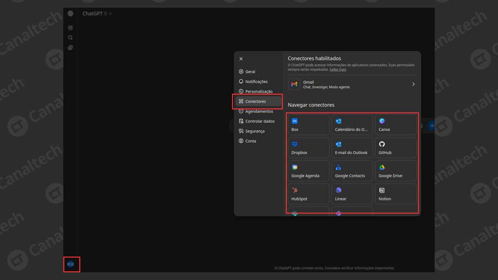 Como conectar o ChatGPT ao e-mail (Imagem: Captura de tela/Bruno De Blasi/Canaltech)