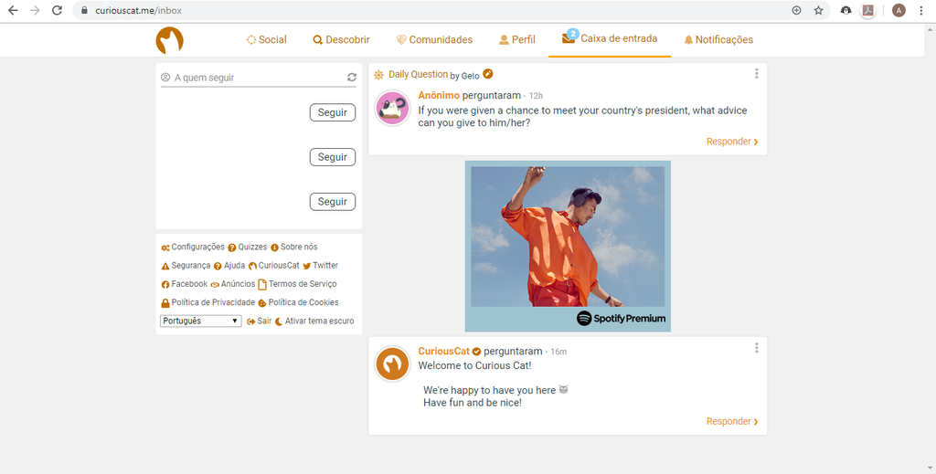 Como criar a sua conta no Curious Cat rede social de perguntas