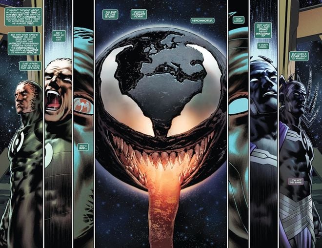 Venom vira um planeta vivo, como Ego (Imagem: Reprodução/Marvel Comics)
