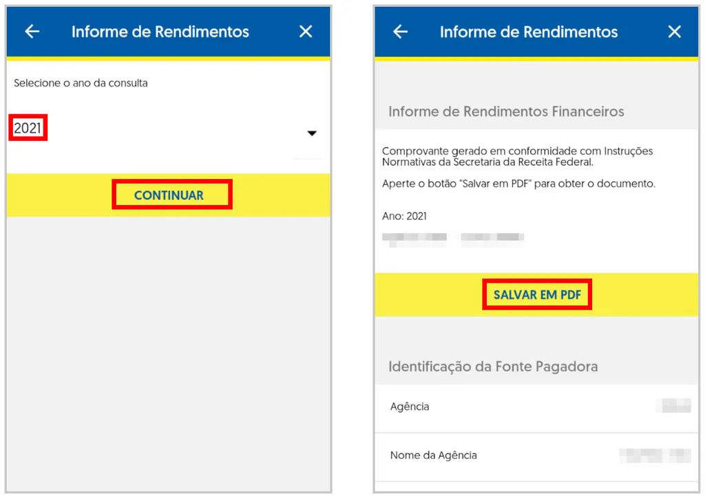 Veja como consultar o informa de rendimentos do Banco do Brasil pelo app (Captura de tela: Matheus Bigogno)