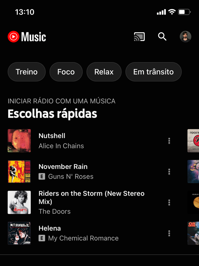 O YouTube Music tem diversas vantagens em relação ao Apple Music - Captura de tela: Thiago Furquim (Canaltech)