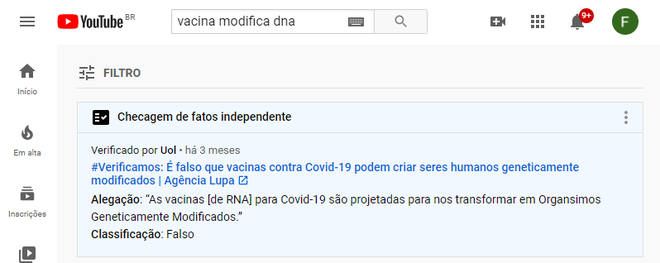 YouTube passa a fornecer conteúdo verificado contra fake news da COVID-19 (Imagem: Captura de tela/Fidel Forato/Canaltech)