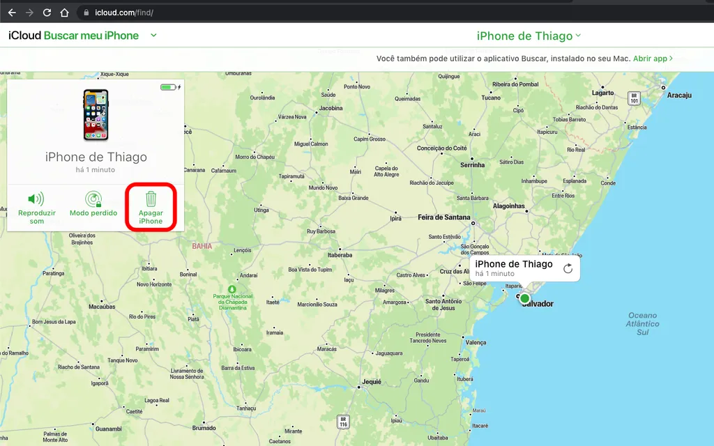 Apague um iPhone do Buscar no iCloud remotamente (Captura de tela: Thiago Furquim/Canaltech)