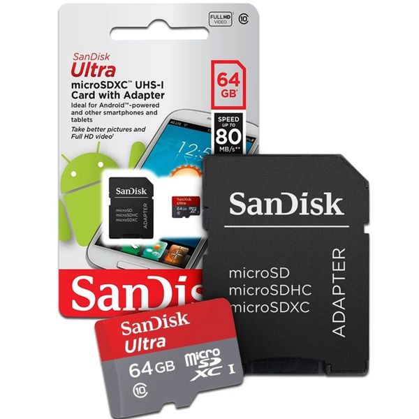 Cartão de Memoria 64gb Micro sd Cl10 80mb/s SDSQUNC Sandisk