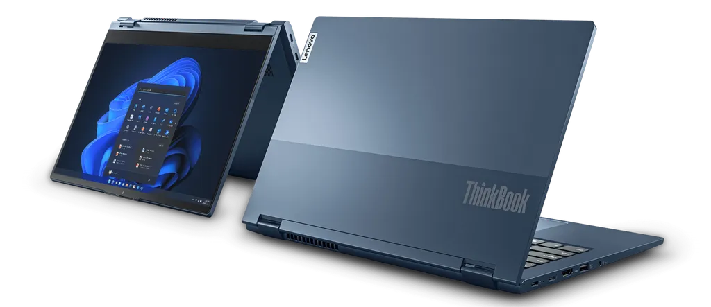Modelo premium 2 em 1, o Lenovo ThinkBook 14s Yoga Gen 2 traz chips Intel Alder Lake, caneta stylus embutida e certificação MIL-STD-810H (Imagem: Lenovo)