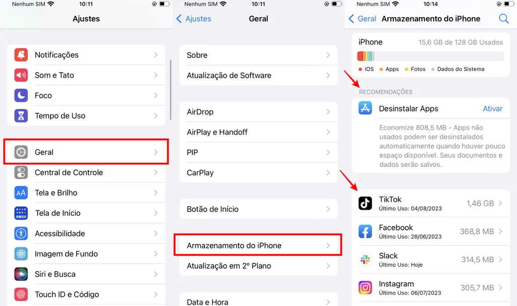 Você pode limpar a memória do iOS seguindo recomendações do sistema (Imagem: Captura de tela/Fabrício Calixto/Canaltech)