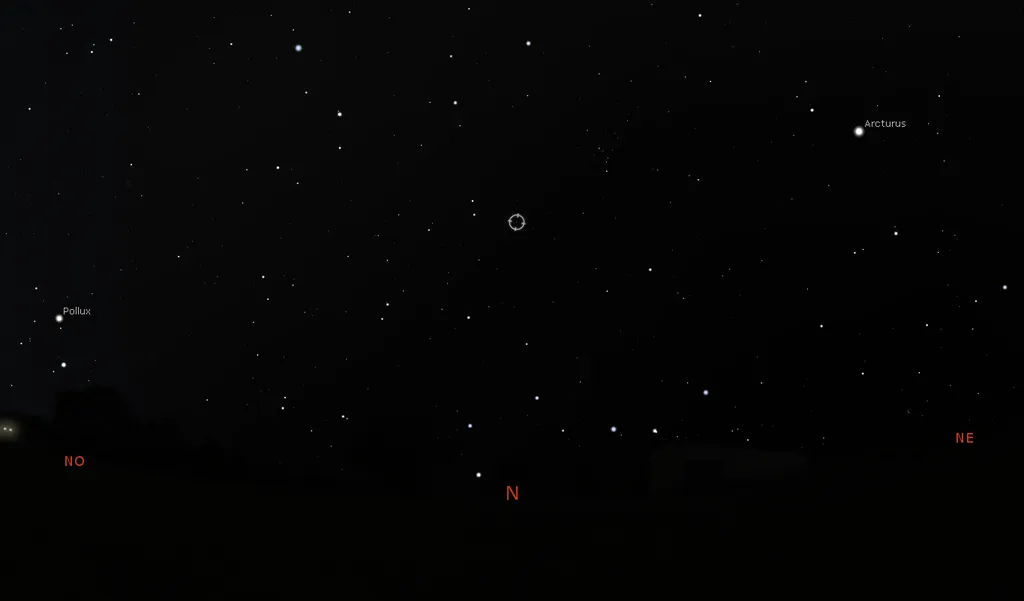 Outra estrela do Norte celeste, 61 Ursae Majoris fica mais visível em fevereiro (Imagem: Reprodução/Stellarium)