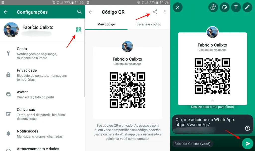 Você pode criar ou gerar um link para WhatsApp dentro do próprio mensageiro (Imagem: Captura de tela/Fabrício Calixto/Canaltech)