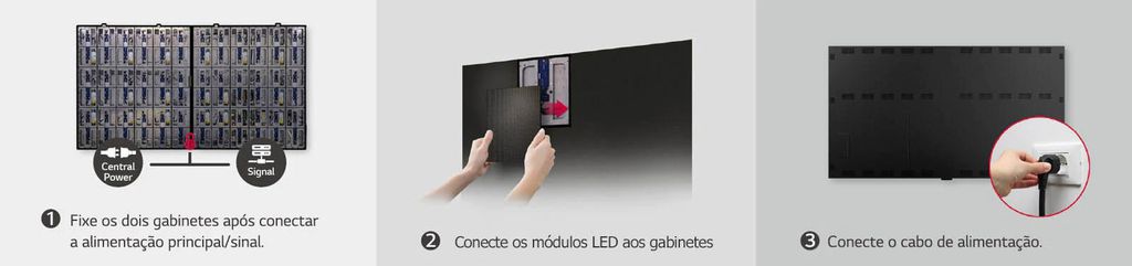 Procedimento de instalação dos módulos LED da TV (Imagem: Divulgação/LG)