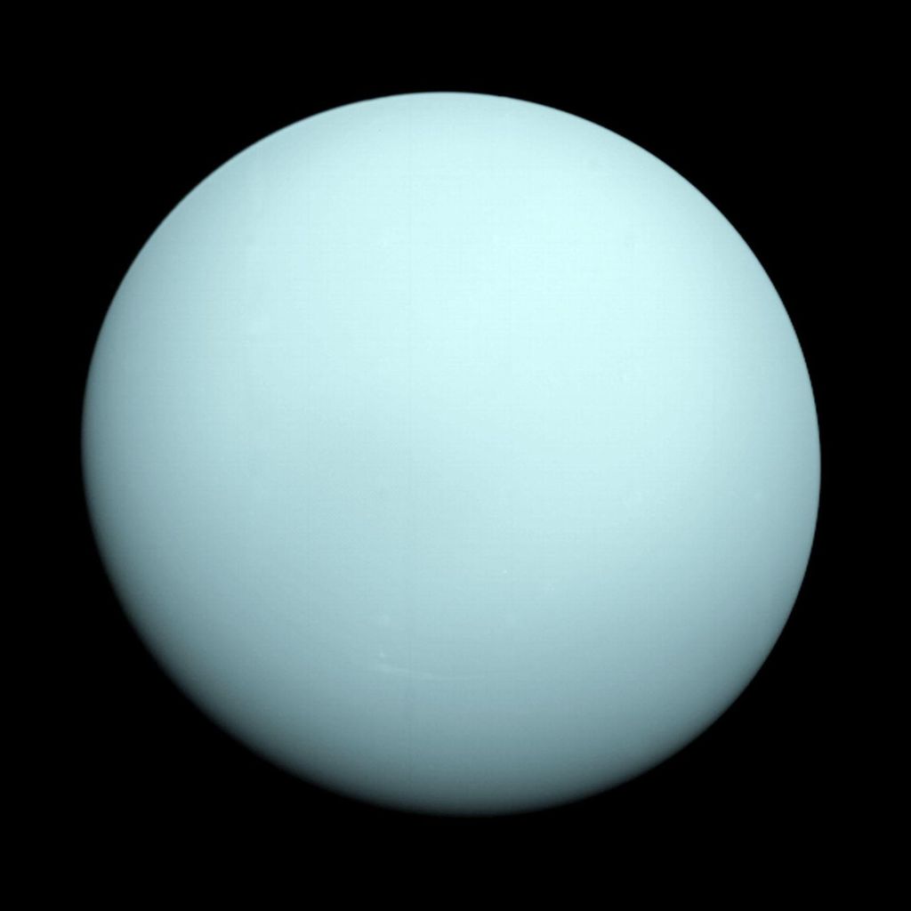 O planeta Urano registrado pela sonda Voyager 2 (Imagem: Reprodução/NASA/JPL-Caltech)