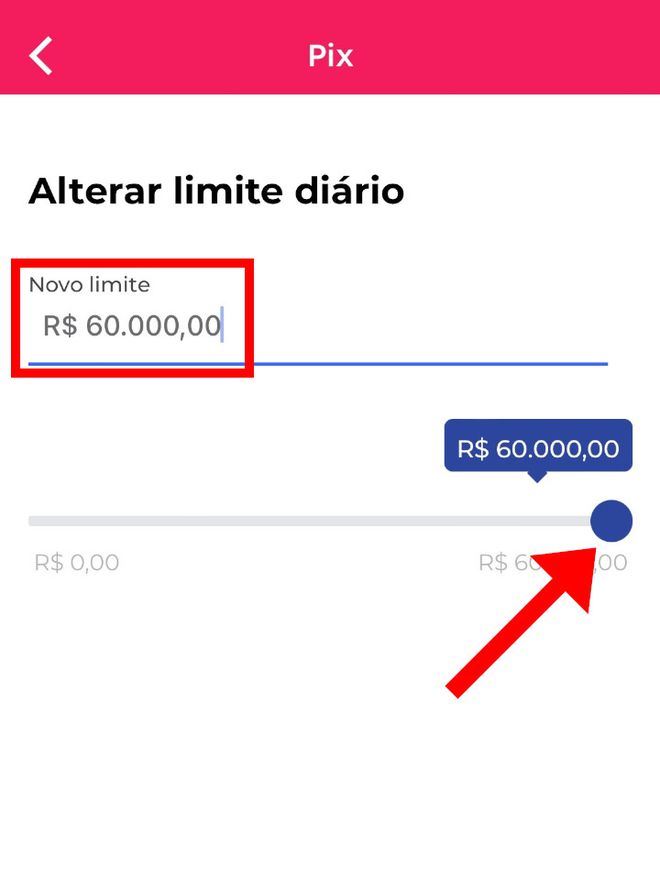 Feito isso, ajuste o limite de transferência Pix do Bradesco (Imagem: Bruno Salutes/Captura de tela)