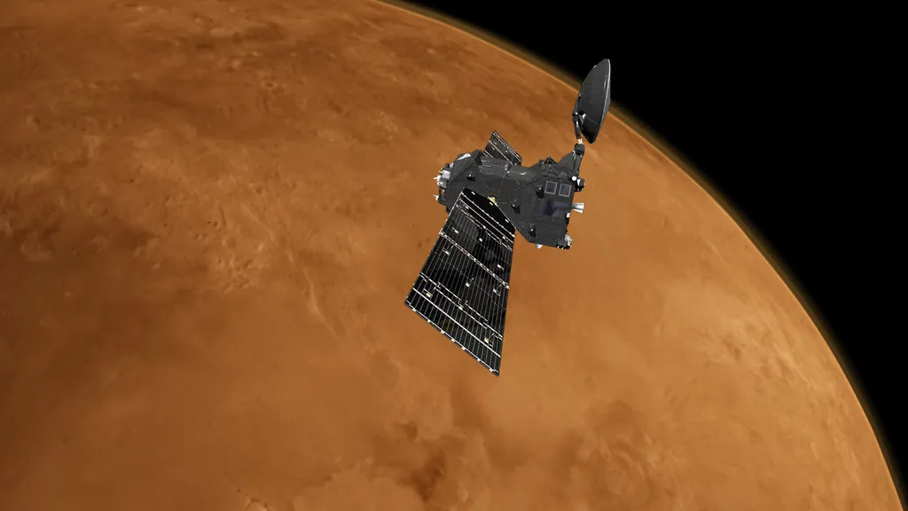A sonda Trace Gas Orbiter ajudou os cientistas a concluíram que as moléculas orgânicas em Marte podem não ter sido formadas por processos biológicos(Imagem: Reprodução/ESA/ATG)