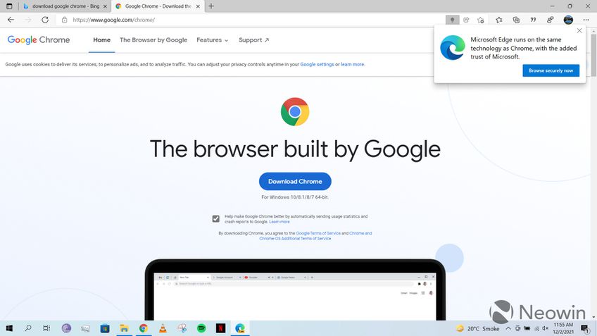 Alerta” no Windows 10 desencorajando instalação do Chrome era só