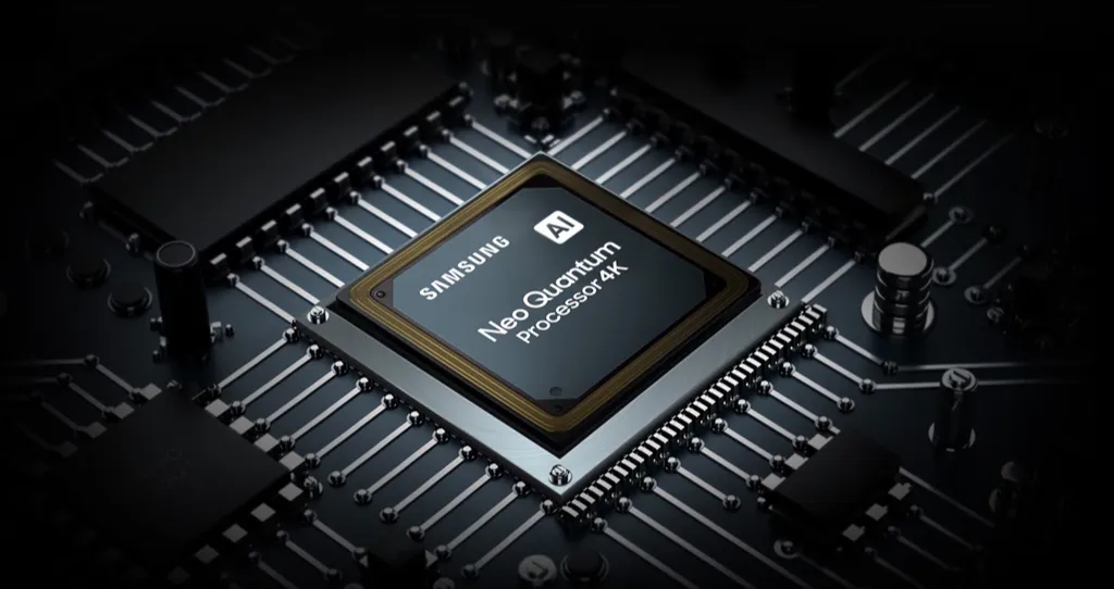 O exclusivo processador Samsung Neural Quantum 4K utiliza 20 redes neurais para turbinar a qualidade de som e imagem da Neo QLED 4K QN85B (Imagem: Samsung)