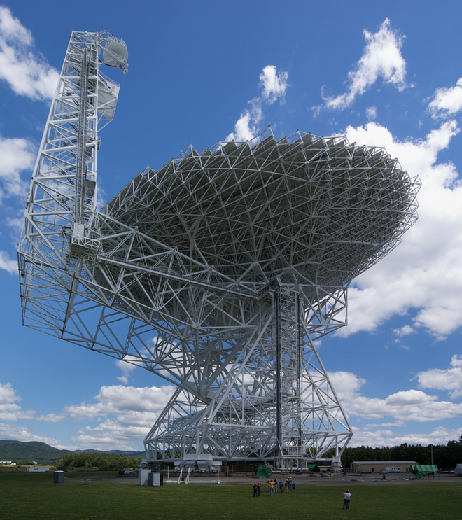 O radiotelescópio Green Bank, usado pelo projeto (Imagem: Domínio público) 