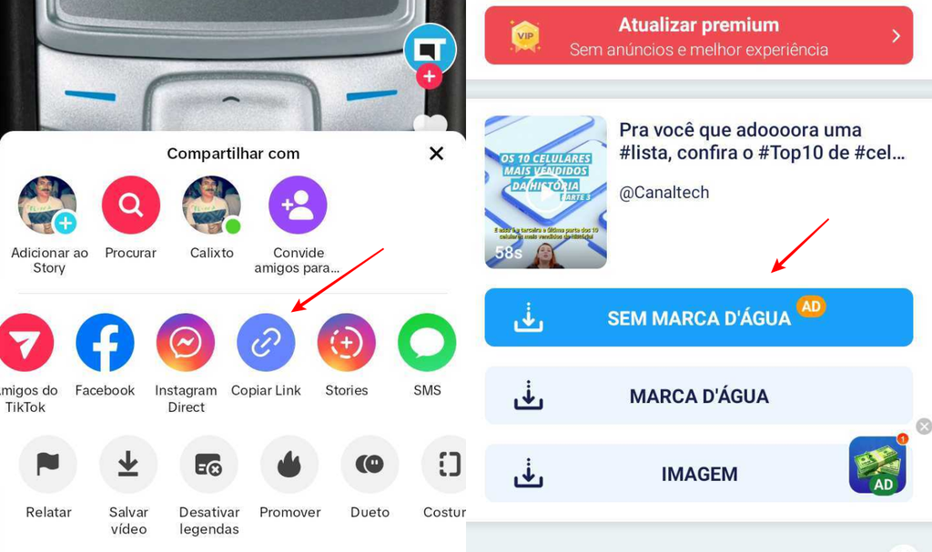 No Android, é possível usar o SnapTok para tirar marca d’água de um vídeo (Imagem: Captura de tela/Fabrício Calixto/Canaltech)
