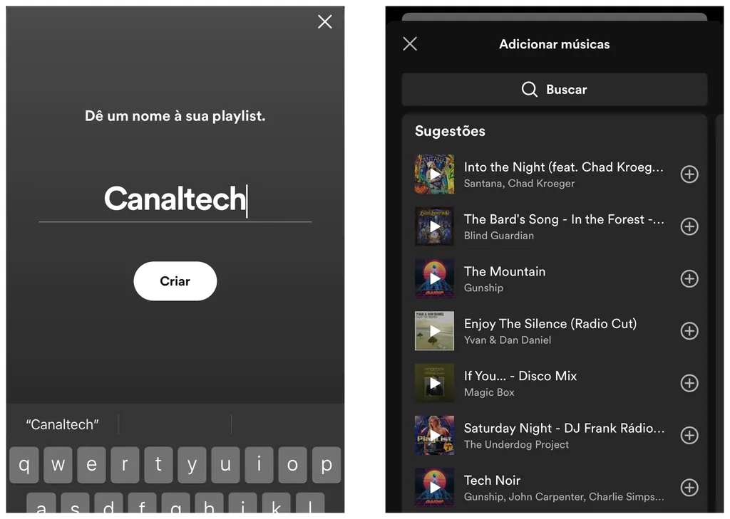 Crie uma playlist e adicione as músicas desejadas pelo Spotify (Captura de tela: Thiago Furquim/Canaltech)