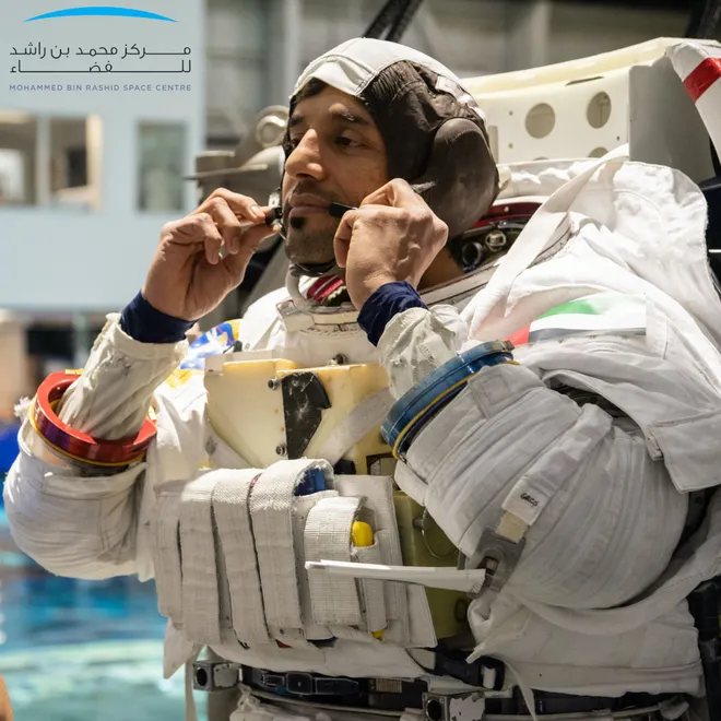 Sultan AlNeyadi, primeiro astronauta dos Emirados Árabes a participar de uma missão de longa duração. (Imagem: Mohammed Bin Rashid Space Centre)