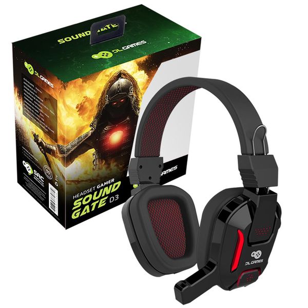 Headset Gamer DL Games SoundGate D3, LED Vermelho, Drivers 40mm - FG251PRE [NO BOLETO]