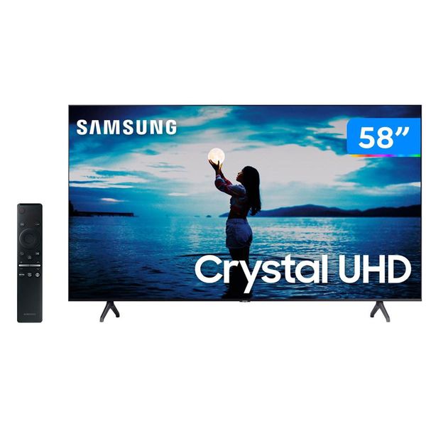 Smart TV 4K Crystal UHD 58” Samsung UN58TU7020GXZD - Wi-Fi Bluetooth HDR10+ 2 HDMI 1 USB