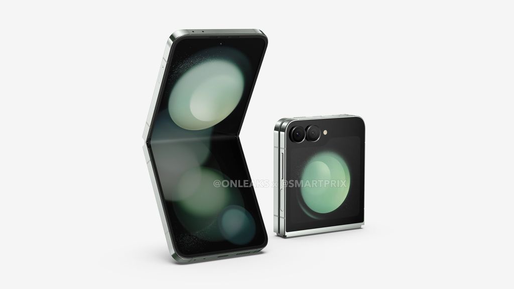 Baseado em esquemas confiáveis, conceito do Galaxy Z Flip 6 destaca visual de laterais retas e câmeras maiores (Imagem: Reprodução/Smartprix)