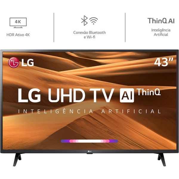 Smart TV Led 43'' LG 43UM7300 Ultra HD 4K Thinq AI Conversor Digital Integrado 3 HDMI 2 USB Wi-Fi com Inteligência Artificial no Submarino.com