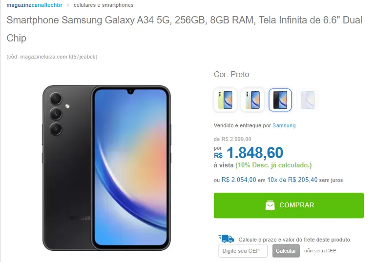 Samsung Galaxy A34 5G 256GB – Smartphones – Loja Online