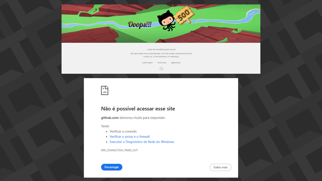 Site do GitHub não carrega nesta terça-feira (17) (Imagem: Captura de tela/Bruno De Blasi/Canaltech)