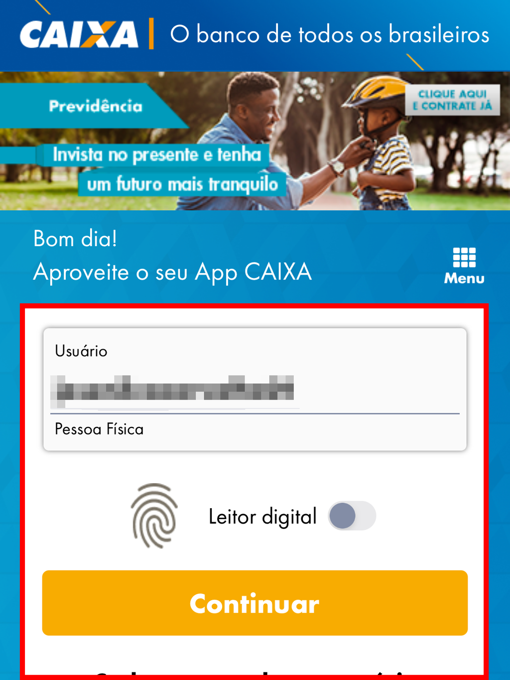 Insira os seus dados usados para acessar o app da Caixa para começarmos o tutorial (Captura de tela: Caio Carvalho/Canaltech)