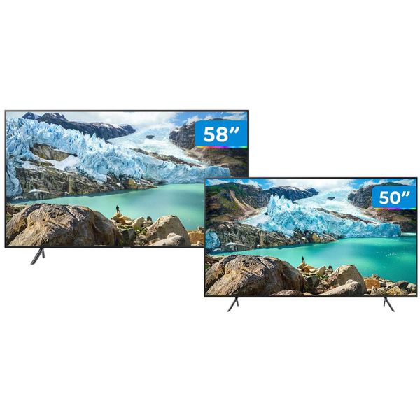 Combo Smart TV 4K LED 58” + 50” Samsung - Wi-Fi Bluetooth HDR 3 HDMI 2 USB