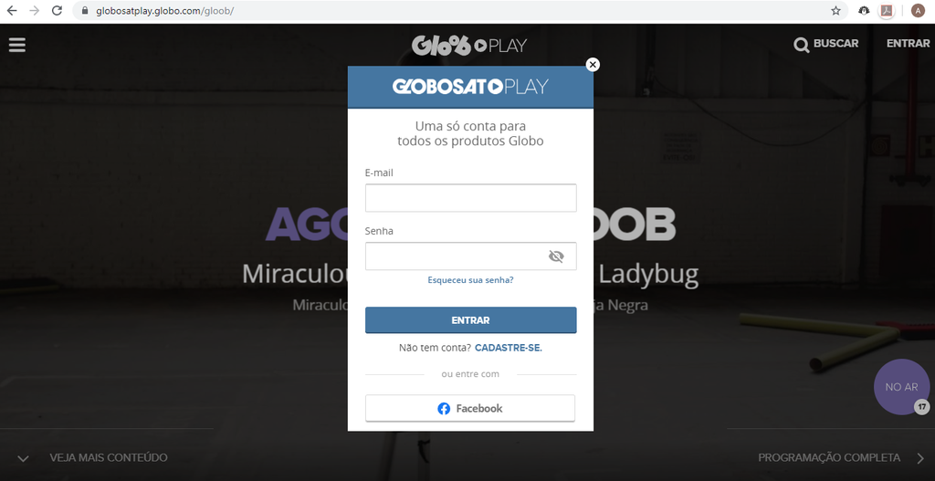 Como acessar o Gloob Play / Captura de tela: Ariane Velasco
