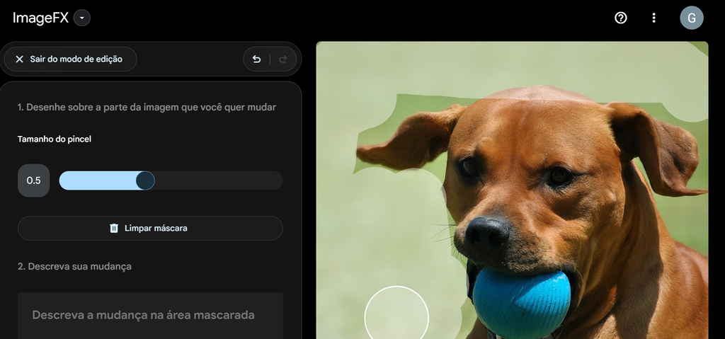 ImageFX possui um modo de edição para modificar as imagens geradas pela IA (Imagem: Captura de tela/Guilherme Haas/Canaltech)