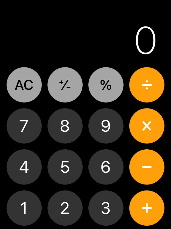 A calculadora do iOS, nativa no iPhone. Captura de tela: Lucas Wetten (Canaltech)
