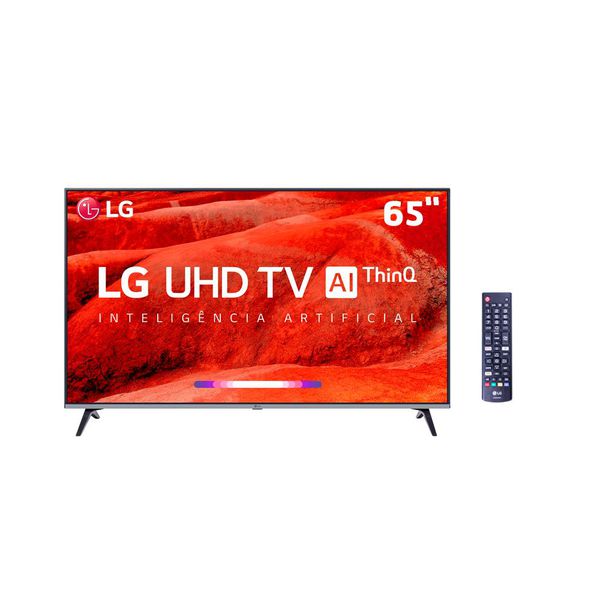 Smart TV LED 65" UHD 4K LG 65UM7520PSB com ThinQ AI Inteligência Artificial, IPS, Quad Core, HDR Ativo, DTS Virtual X, WebOS 4.5, Bluetooth e HDMI [NO BOLETO]