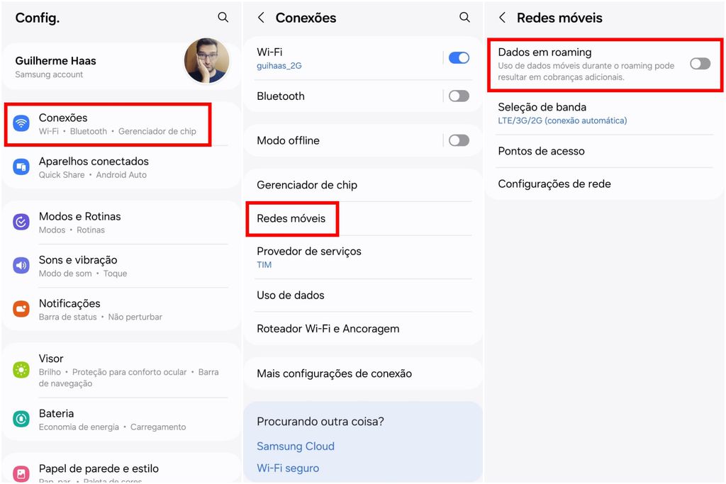 Como ativar o roaming de dados no sistema Android (Imagem: Captura de tela/Guilherme Haas/Canaltech)