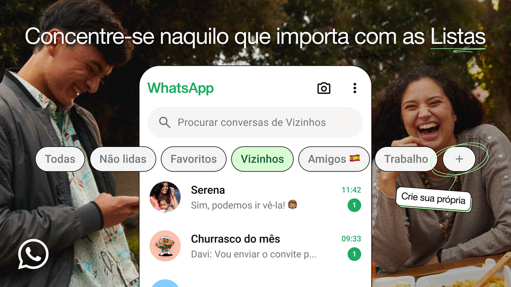 WhatsApp lança listas personalizadas para organizar conversas (Imagem: Divulgação/Meta)