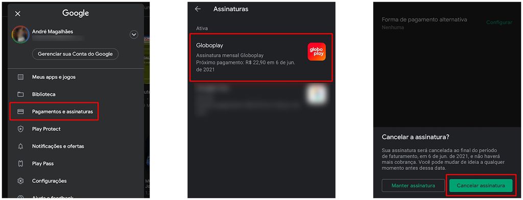 Cancelar o Globoplay no Android: abra a Play Store para encerrar sua assinatura (Captura de tela: André Magalhães)