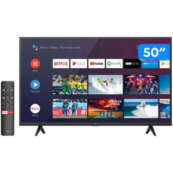 Smart TV 50” UHD 4K LED TCL 50P615 VA 60Hz - Android Wi-Fi Bluetooth HDR 3 HDMI 2 USB [CUPOM EXCLUSIVO]