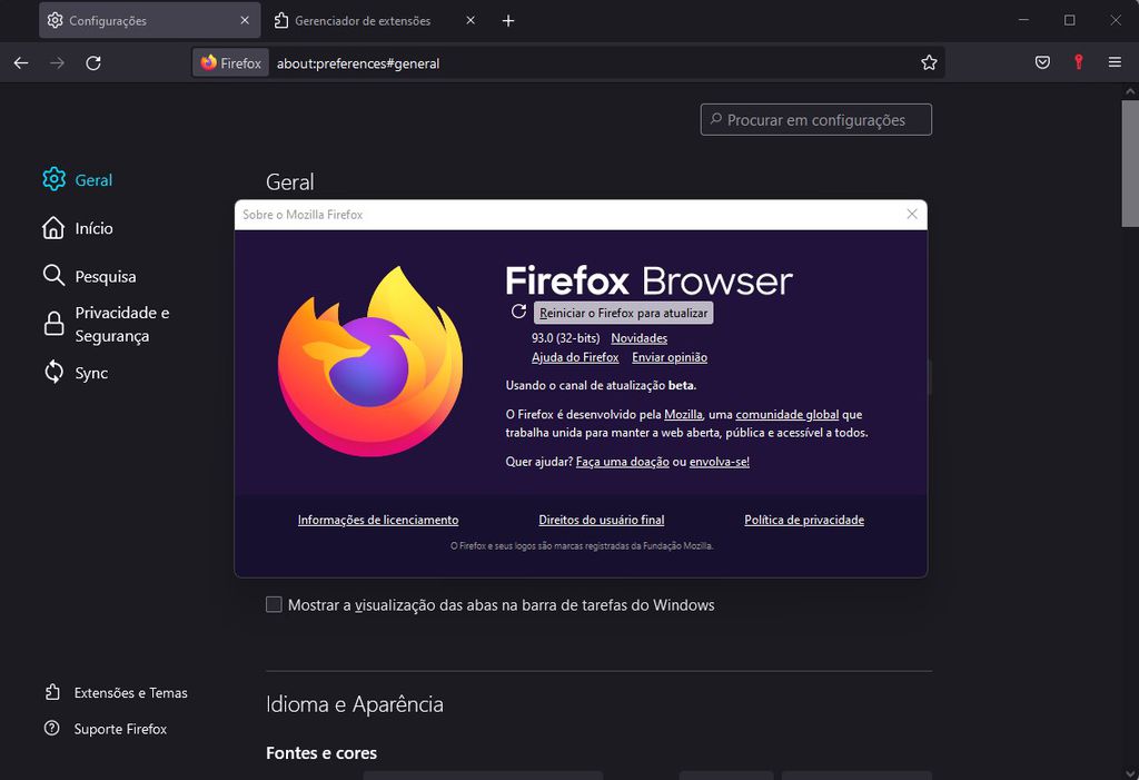 O novo Firefox traz algumas correções e otimizações para todas as plataformas (Imagem: Captura de tela/Canaltech)