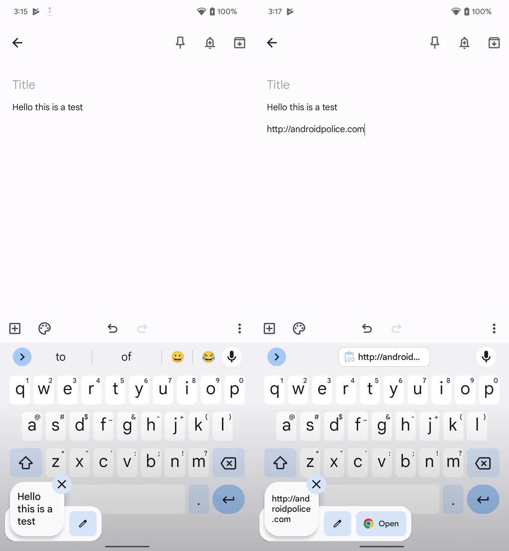 Ao copiar trechos de texto, o Android 13 fornecerá um bloco de texto genérico para fazer modificações necessárias (Imagem: Reprodução/Android Police)