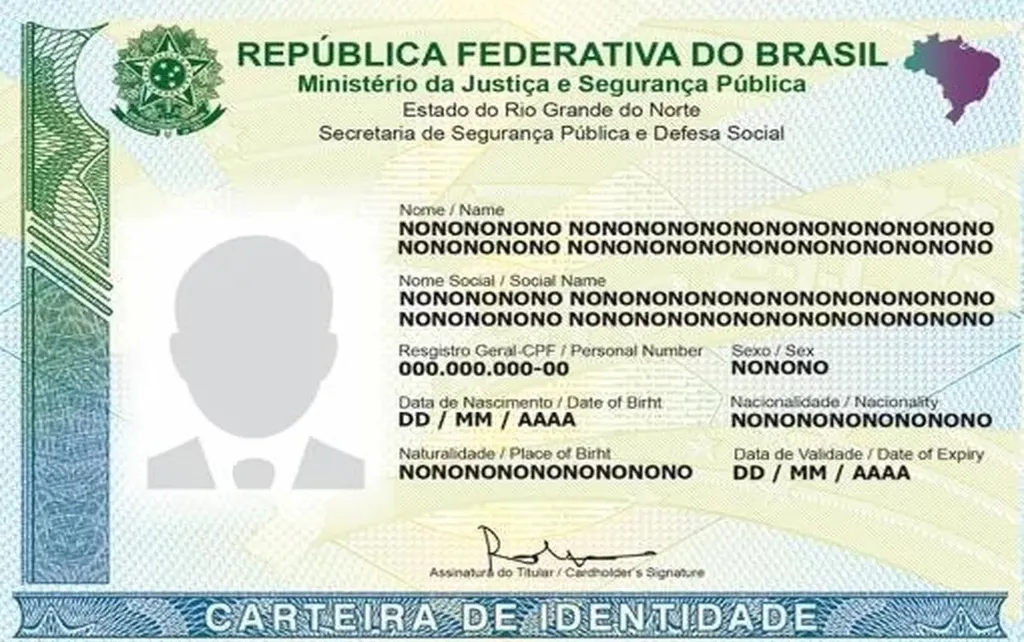 Nova carteira de identidade da população brasileira (Imagem: Divulgação/Ministério da Justiça)